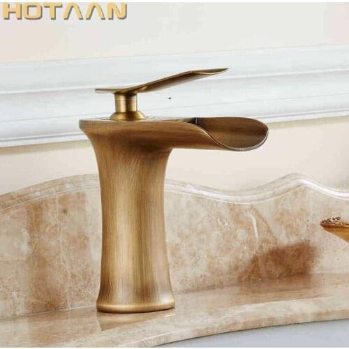 Free shipping Basin Faucet Antique Brass waterfall Bathroom Basin Sink Mixer Tap Crane,torneira YT-5086