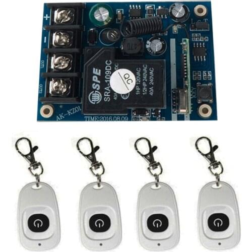 DC12V-48V 1CH Wireless Remote Control Switch System Receiver and 4 Remote Button 315mhz/433mhz Option