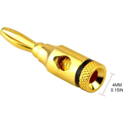 F2TE 4pcs Gold Plated Jack Speaker Banana Plugs Open Screw Type Connector for Speaker Wire Home Theater