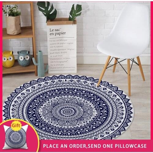 FYMX Bohemia Style Round Floor Mat Digital Printing Carpets For Yoga Beach Picnic Camping