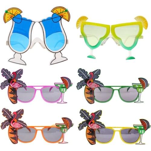 Hawaii Tropical Party Funny Sunglasses Flamingo Party Decor Wine Glass Shape Sun Glasses Hawaiian Luau Pool Beer Party Supplies