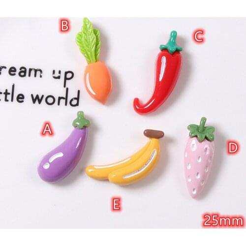 Cabochons Vegetable 20pcs Eggplant Carrot Flat Back Resin Cabochons Resin DIY Hair Bows Clips Embellishment Accessories Crafts