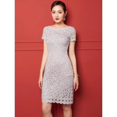 21 new embroidered hollow lace skirts, elegant ladies' temperament, sleeveless slim mid-length dresses, skirts, buttocks dresses