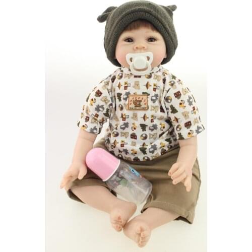 56cm Headband hat cloth Body Silicone Vinyl Boy Babies Reborn Alive Baby Doll Real Vinyl Doll Super cool Toys Children best Gift