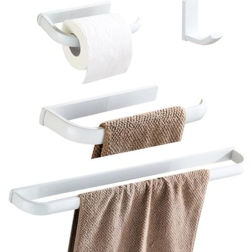 Leyden Brass Bathroom Hardware Set White 4pcs, Set Of 4 Packs Includes Towel Bar,Towel Ring,Toilet Paper Holder,Towel Hook