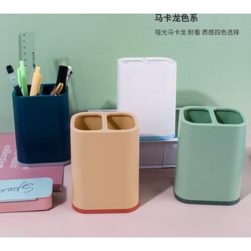 Multi Function 2 Grids Pen Pencil Holders Container Desk Organizer Stand Stationery Storage Box Office Accessories desk supplies