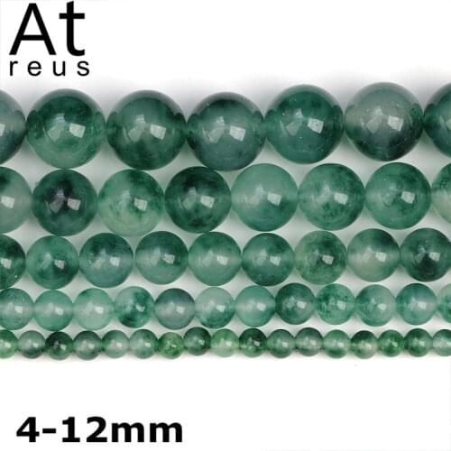Natural Stone Green Floating jade Charm Round Agates Loose Beads For Jewelry Making Finding Bracelets make Diy Strand 4-12MM