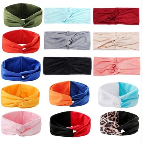 New Womens Sports Yoga Headband Fashion Cross Headband Pure Color High Elastic Sports Head