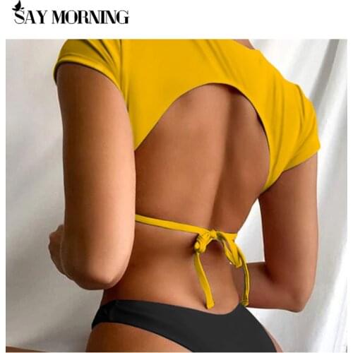 SAY MORNING New 2021 Bikini Set Swimsuit Sexy Backless BM Style Short Womens Swimwear Beachwear Bathing Suit Swimming