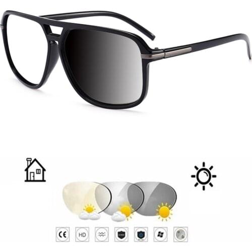 Oversized Double Bridge TR90 MEN Photochromic Grey Reading Glasses +0.75 +1 +1.25 +1.5 +1.75 +2 +2.25 +2.5 +2.75 To +4