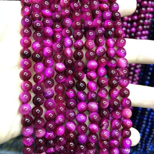 Wholesale A Quality Dyed Rose Pink Tiger Eye Beads 6mm 8mm 10mm 12mm Round Gem stone Jewelry Beads,1 of 15" full strand