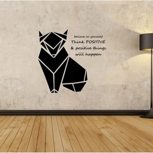 Origami Fox Wall Decal Geometric Animal Quote Vinyl Wall Sticker For Living Room Home Design Mural Vinilos Paredes Wall Art A392