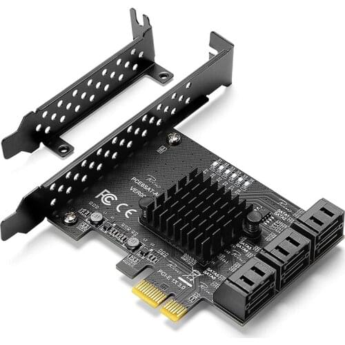 PCIe SATA Card, 6 Port, SATA Controller Expansion Card, Boot As System Disk, Support 6 SATA 3.0 Devices