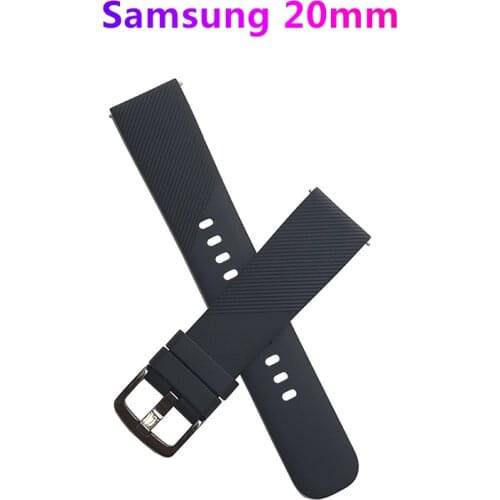 20mm Active Silicone Band Wrist Strap For Samsung Galaxy Watch 42mm R810 Watch3 41mm R850 Gear Sport R600 S2 Classic Active 40mm