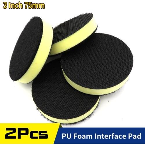 2 Pcs 3 Inch 75mm PU Foam Interface Pad Sander Backing Pad Polishing Pad For Hook and Loop Sanding Disc Sandpaper Abrasive Tools