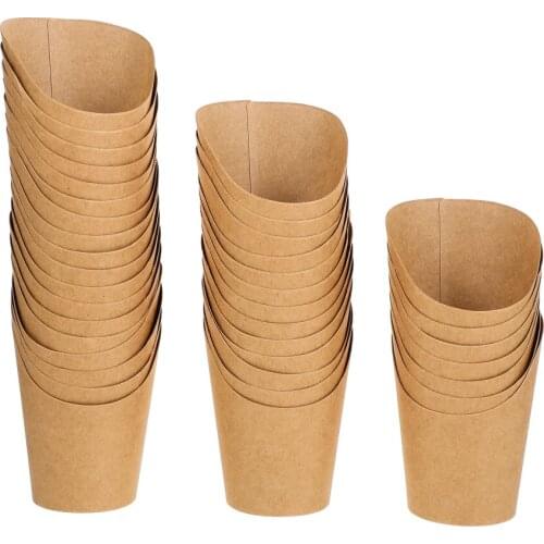 UPKOCH 100pcs Kraft Paper Cup 14oz Popcorn Boxes Disposable Take-out Party Holder for Ice Cream French Fries