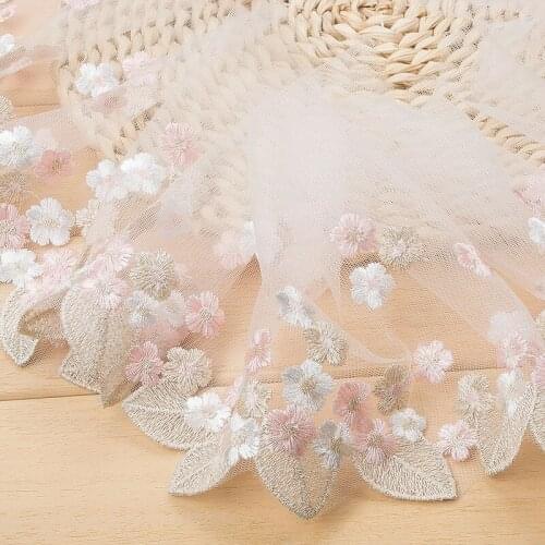 Hight Quality DIY lace fabric multicolor embroidery mesh lace trim curtains sofa wedding dress 17cm clothing sew accessories