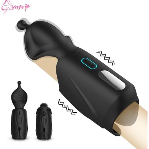 Yafei Blowjob Penis Enlargement Exerciser Sex Toys For Men Male Masturbator Cup Double Motor Vibrating Glans Penis Delay Trainer