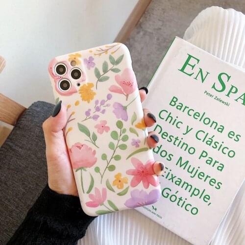 Japanese art yellow flowers Phone Case for iPhone 11 Pro Max case Cute Silicone cover For iPhone XS MAX XR X 7 8 Plus 7Plus case