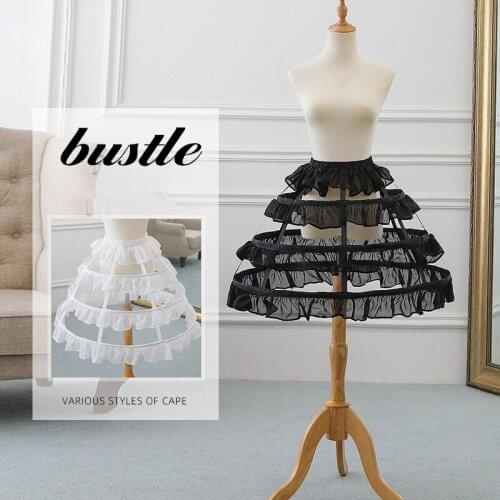 Women Girls Lolita Hollow Lotus Leaf Lace Bird Cage Fish Bone Skirt Cosplay Dress Skirt Petticoat Bride Wedding Dress Lining