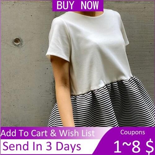 Women Short-Sleeve T-Shirt Female Summer Patchwork Tops Japan Style Lady Tees Fashion 2021 New Stitching Color Pullover Girl