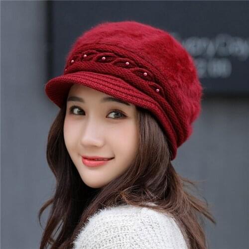 Female Solid Color Hat High Quality Knitted Hat Knitted Hat Ladies Fashion Patchwork Beanies Windproof