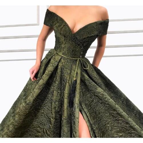 2 Style Plus Size Long Evening Dresses 2019 Elegant Cap Sleeve High Quality V-neck Sexy High Slit Saudi Arabia Gold Formal Gown