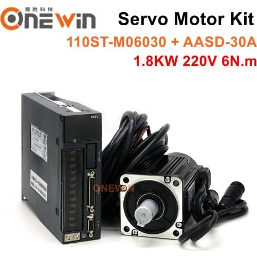 1.8KW AC servo motor kit 110ST-M06030+A1SVD-30A driver diameter 110mm 220V 6NM 3000rpm