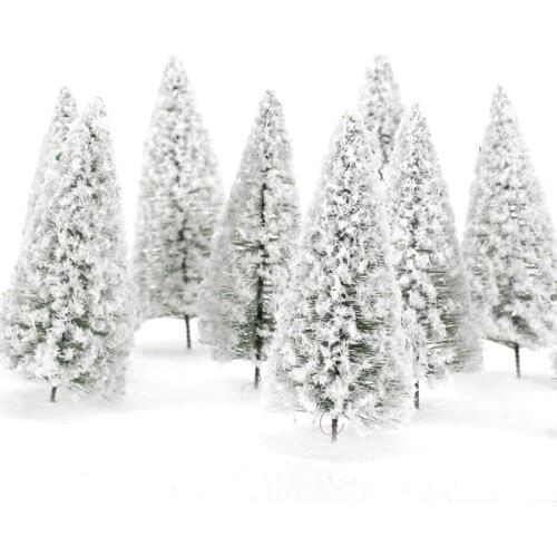 10Pcs 1:100 Scale White Model Tree Scenery Railroad Layout Landscape Cedar Trees 10cm Christmas Party Decor Gift Kids Toys