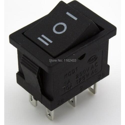 10pcs / lot KCD1-203 perforate 19 x 13 mm 6 pin ON - OFF - ON boat rocker switch power switch