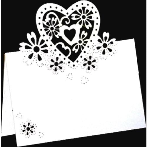 50/100Pcs Love Heart Flower Laser Cut Table Name Place Cards Lace Name Message Setting Card Wedding Birthday Party Favor Decor