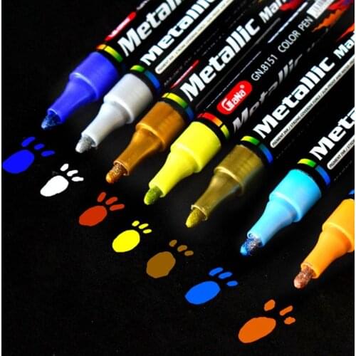 7 Colors Universal Waxing Sponge Paint Pen Marker Waterproof Metallic Colours Car Tyre Tire Metal Permanent Pens