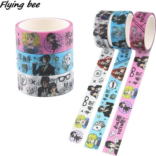 Flyingbee 15mmX5m Anime Black Butler Pink Blue White Decorative Paper Washi Tape Scrapbooking Tapes School Office Supply X1105
