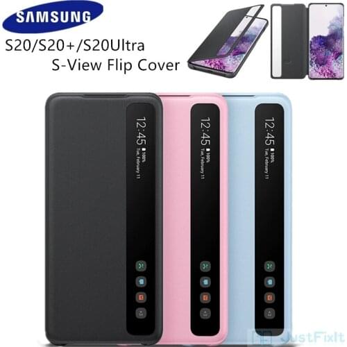 For Samsung Galaxy S20/S20+/S20 Plus/ Ultra 5G Phone Cover S-View Cases EF-ZG980 Original Samsung Mirror Smart View Flip Case