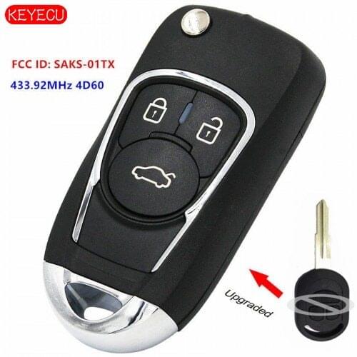 Keyecu Upgraded 433.92MHz 4D60 Flip Remote Key Fob for Chevrolet Optra Lacetti Daewoo Nubira for Holden/Ravon SAKS-01TX