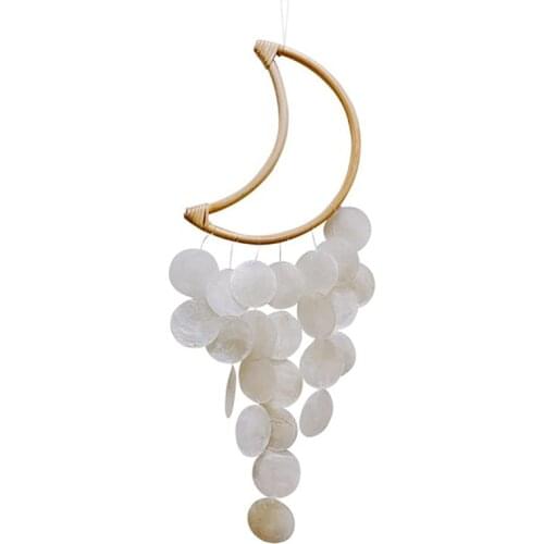 Natural Shell Wind Chime Moon Nordic Korean Style Hotel Dorm Home Office Nursery Decor Hanging Decorations