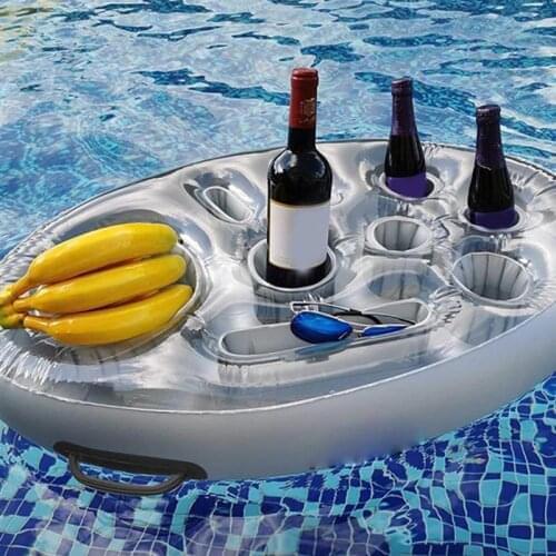 Summer Party Bucket Cup Holder Inflatable Pool Float Beer Drink Cooler Table Bar Tray Portable Beach Swimming Ring Accessories