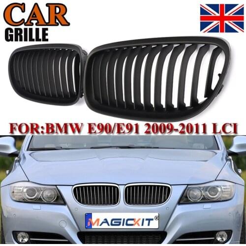 MagicKit For 2009-11 BMW E90 E91 3 Series Saloon Front Kidney Grille Grill Matte Black UK