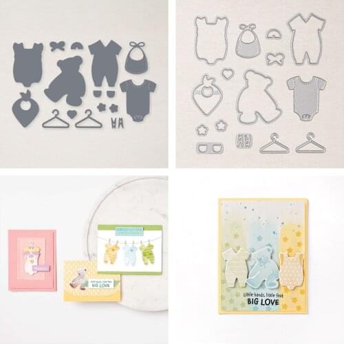 Bear Clothes Hanger Cutting Dies and Stamps Scrapbook Dariy Decoration Stencil Embossing Template Diy Greeting Card Handmade
