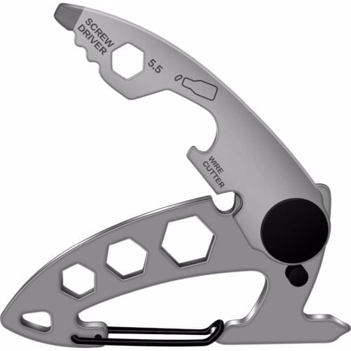 Apor Stainless Steel Multi Tool Key Chain EDC Kit Carabiner Clip for Traveling, Fishing, Camping, Hiking and More Silver