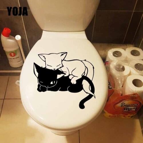 YOJA 23.5X20.5CM Cats Animals Kittens Wall Decal Toilet Seat Sticker Home Decoation T5-0246