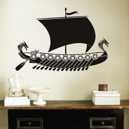 New Design Dragon Viking Ship Wall Sticker Boat Decal Living Room Bedroom Home Decor Vinyl Art Wallpaper Decoration