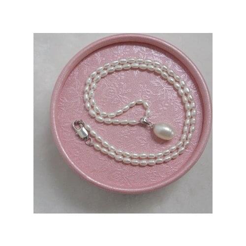 Real shaped natural female send mom 7-8MM genuine special pearl 12MM pendent necklace small pendant pearl chain DIY 925 Ms