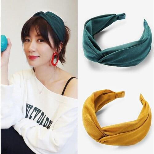 New style hair accessories Korean fabric head buckle solid color headband female head accessories Wide headband
