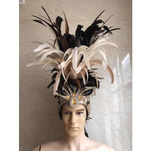 Feather clothing Stage performance catwalk carnival Headdress flower pubs party Mens wear womens clothing