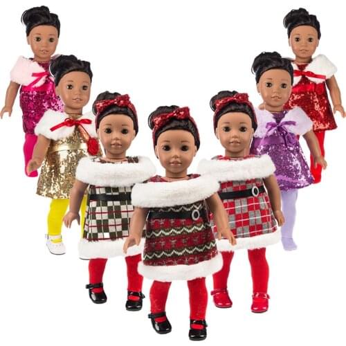 18" Girl Doll Dress Shawl + Skirt legging fit for 18 inch Girl doll Christmas Dress Clothes