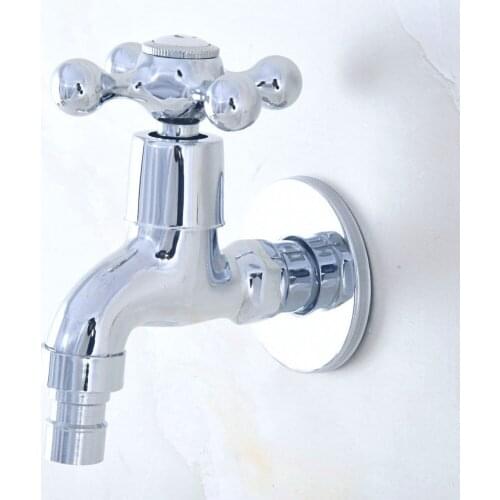 Polished Chrome Brass Bathroom Single Cross Handle Washing Machine Faucet /Garden Water Tap / Laundry Sink Water Taps mav154