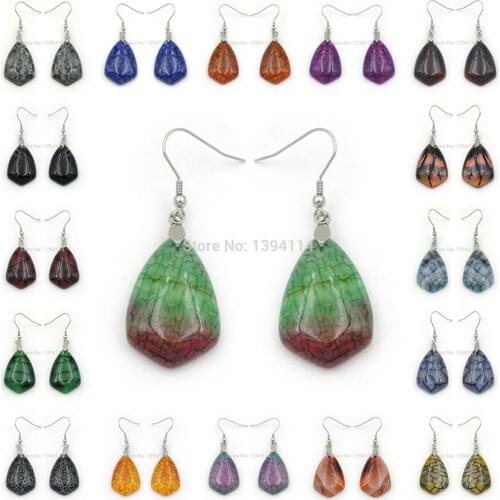 Mixed Colors Agat e Arrow Dangle Earrings Approx 60*22*7 mm