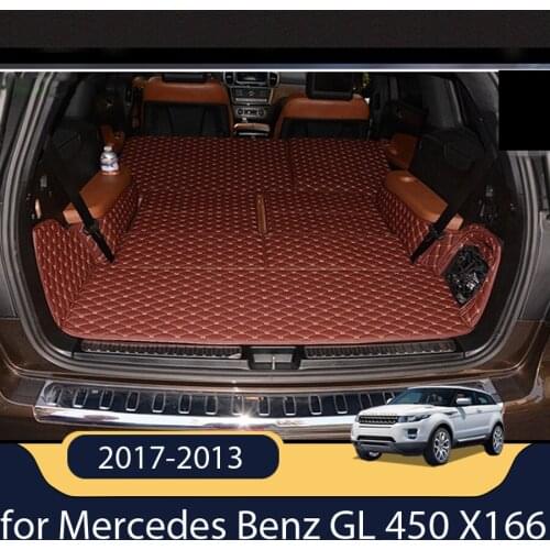 Luxury Leather Full Car Trunk Mats for Mercedes Benz GL 450 X166 7seats 2017-2013 Durable Cargo Carpets for GL450