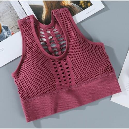 Sexy Mesh Breathable Sports Bra Push Up Gym Fitness Lingerie Women Sports Underwear Female Seamless Running Yoga Bra